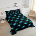 thumbnail image 3 of Erosebridal Blue Butterfly Comforter King Teal Neon Lights Bedding Set, Psychedelic Galaxy Down Comforter Glitter Stars Nebula Bed Set Gradient Animal Quilted Duvet Black Room Decor, 3 of 5