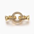 thumbnail image 1 of HLONK 5Set Brass Micro Pave Cubic Zirconia Fold Over Clasps Flat Round Clear Real Platinum Plated 32mm Inner  4.5mm, 1 of 3