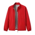 thumbnail image 6 of FRSASU Men's Lightweight Windbreaker Jacket Stand Collar Zip Side Pocket Elastic Cuff Casual office Coat Red, 6 of 7