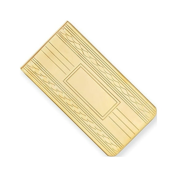 Gold-plated Kelly Waters Patterned Edge Money Clip; for Adults and Teens; for Women and Men