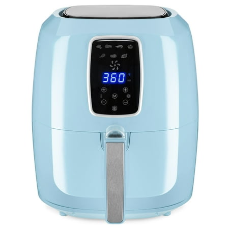 Tortilla Basket Fryer Best Choice Products 5.5qt 7-in-1 Electric Digital Family Sized Air Fryer Kitchen Appliance w/ LCD Screen, Non-Stick Coating, Temp Control, Timer, Removable Fryer Basket - Baby Blue ()