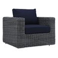 thumbnail image 2 of Modway Summon Wicker Rattan Outdoor Patio Furniture Sunbrella Armchair in Canvas Navy, 2 of 3