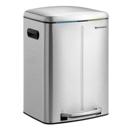 42L Three-Layer Kitchen Trash Can With Wheels – Dual Compartment For Recycling & Waste, White