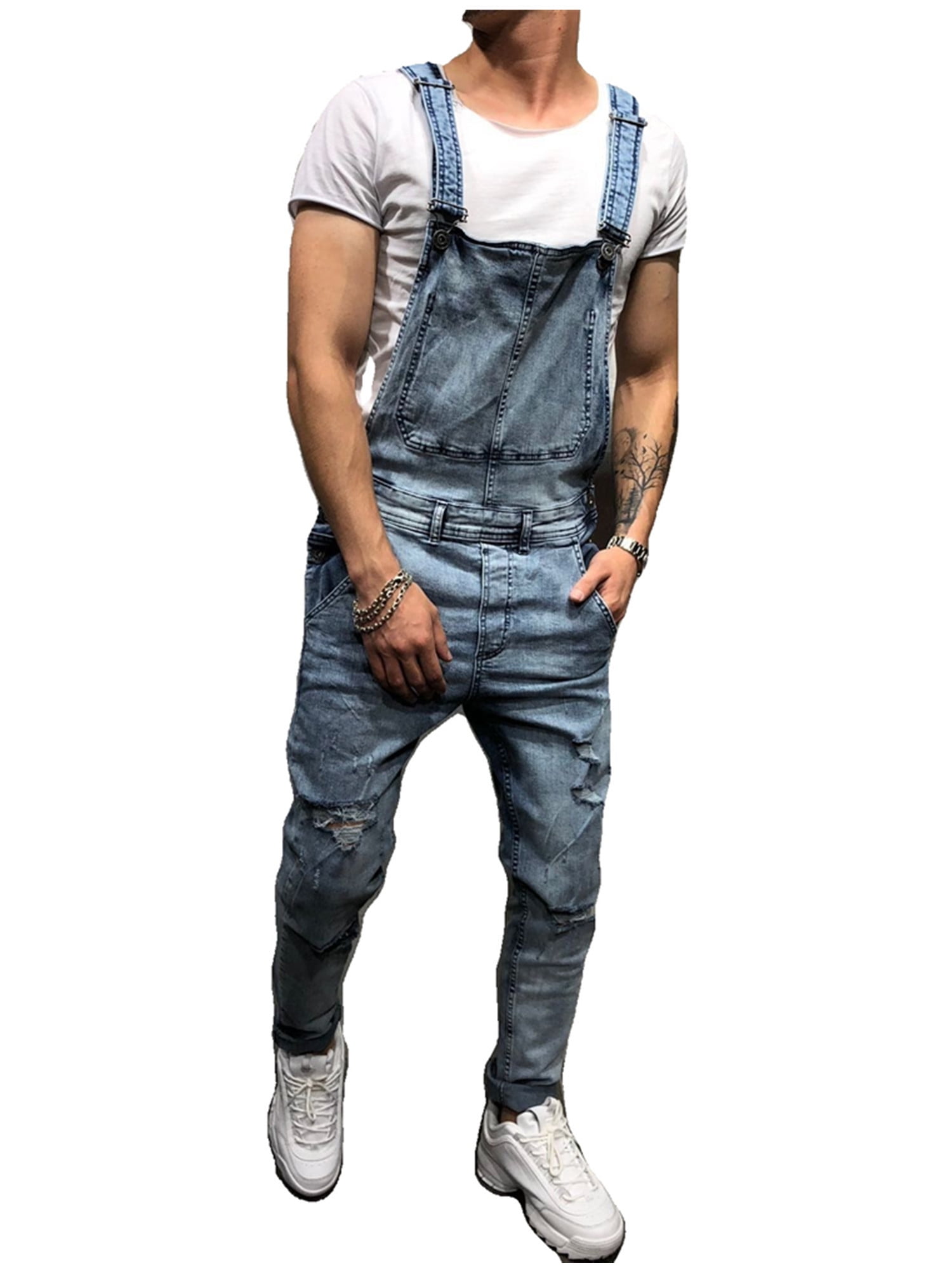 Viskeus Verbeteren Wizard ZAXARRA Men Denim Carpenter Overalls Bib Jumpsuits Moto Biker Jean Pants -  Walmart.com