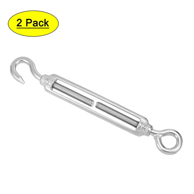 Unique Bargains M8 Stainless Steel 304 Hook & Eye Turnbuckle Wire Rope 2pcs