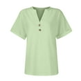 thumbnail image 5 of Olyvenn Summer Tops for Women Trendy 2025 Short Sleeve V Neck Eyelet Shirts Dressy Casual Loose Ladies Blouses Going Out Mint Green XXXXL, 5 of 6