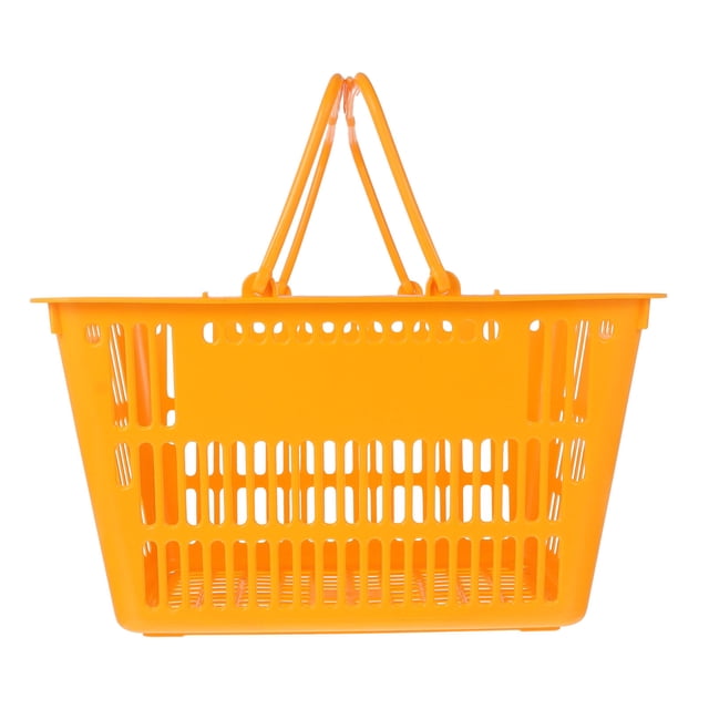 BEADCEST 1Set Wear Resistant Orange Tote Basket With Handles For KTV And Supermarket Use