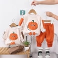 thumbnail image 5 of GYRATEDREAM Halloween Infant Toddler Baby 2Pcs Set Girls Boys Long Sleeve Pumpkin Print Sweatshirts and Long Pants Outfits Kids Spring Fall Cotton Clothes for 5 Months-5 Years Orange, 5 of 8