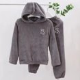 thumbnail image 2 of Fesfesfes Kids Solid Color Winter Fleece Clothes Set 2 Piece Solid Color Hooded Tops and Pants Set Cozy Warm Clothing for Children Boys Girls Outfit(Gray,9-10 Years), 2 of 5
