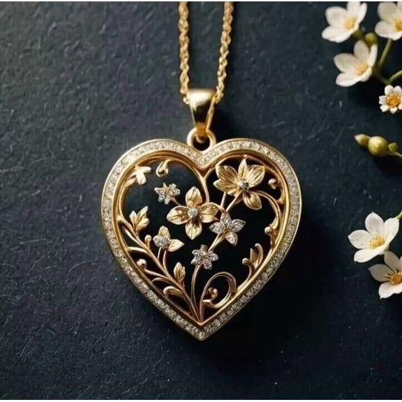 2Ct Round Cut Diamond Lab-Created Fancy Heart Shape Pendant 14K Yellow Gold Plated