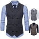 thumbnail image 5 of Chaleco de traje a cuadros cruzado de corte entallado para hombre, chaleco informal de negocios a la moda, 5 of 5