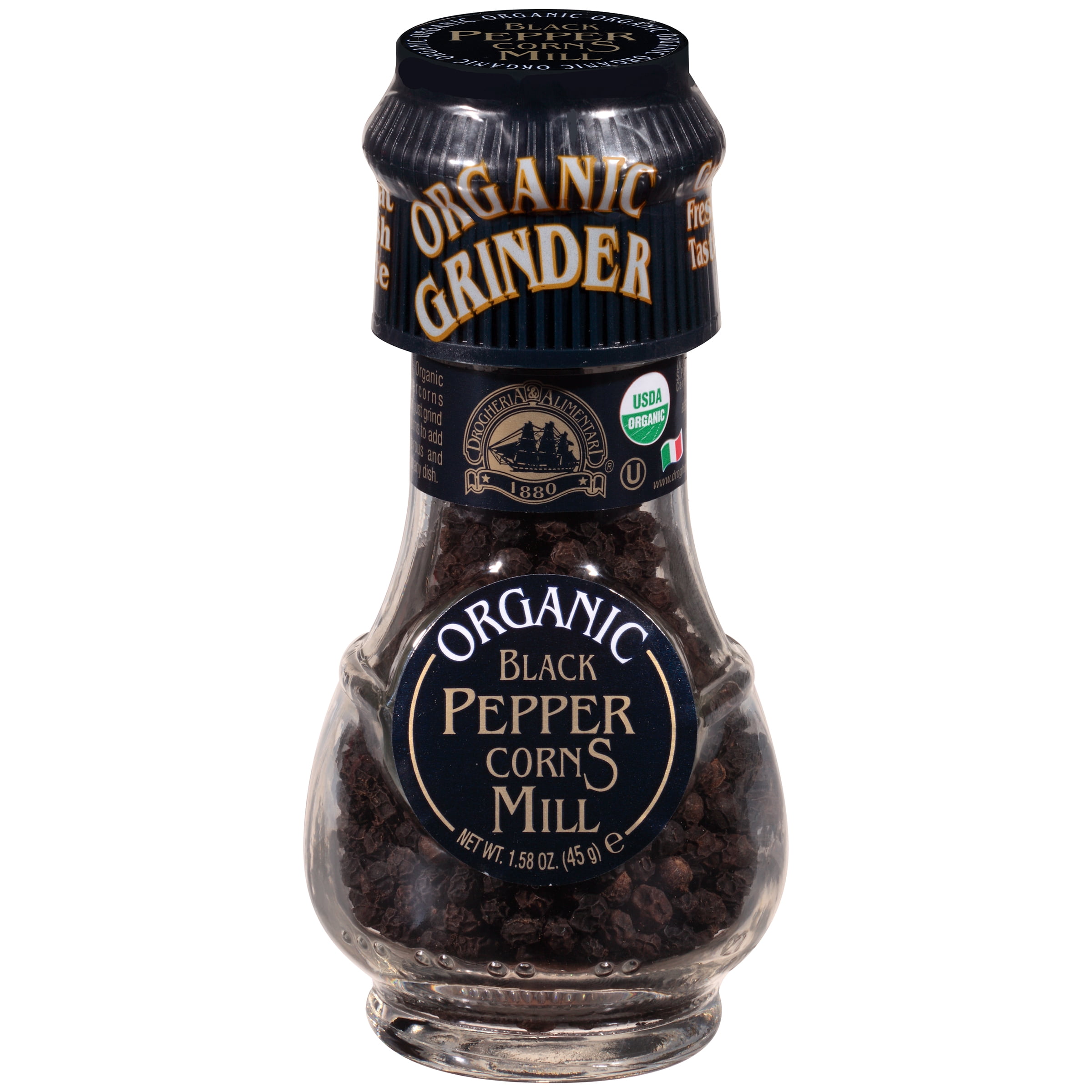 Drogheria & AlimentariÂ® Organic Black Peppercorns Mill, 1.58