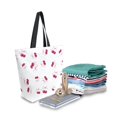 thumbnail image 2 of Open Top Canvas Tote Bag with Zipper Reusable Shopping Bag 13.5x15" Roomy Carryall Watercolor Cherries Pattern, 2 of 9