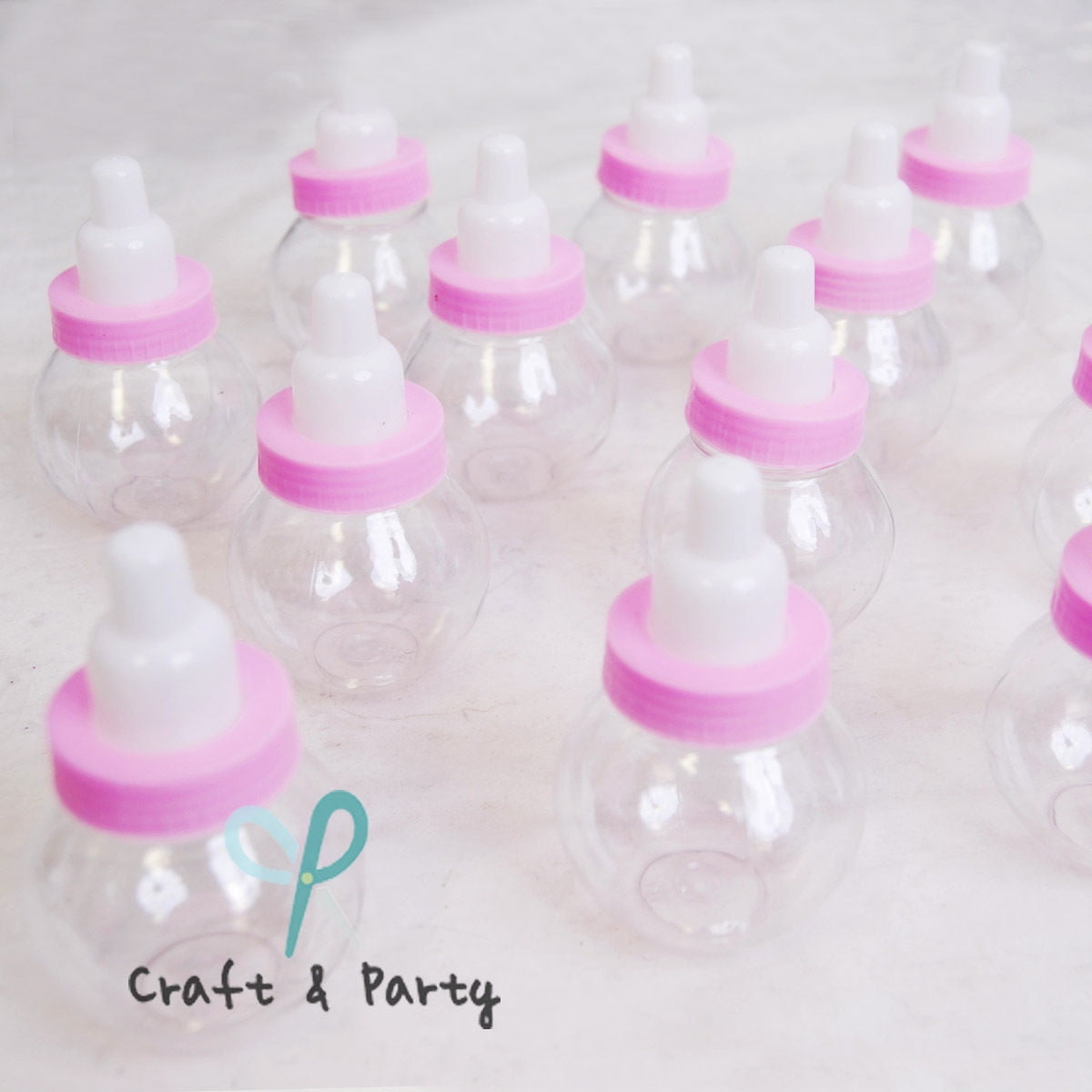 50 Fillable Bottle Pouches Baby Shower Favors Blue Pink Decorations Girl Boy 