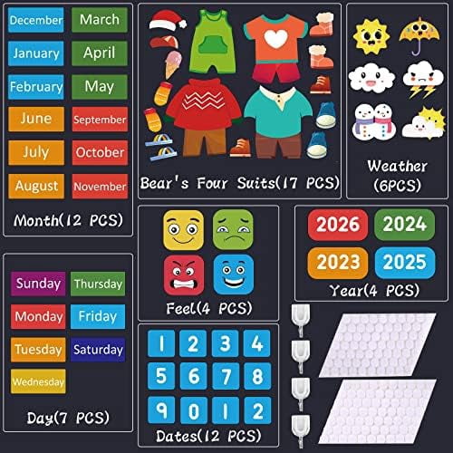 My First Daily Calendar-Preschool Classroom Must Haves, Circle Time Learning Center, Days of the Week Chart for Toddlers Learning, Classroom Calendar for Kids, 3.3Ft Felt Board for Toddlers