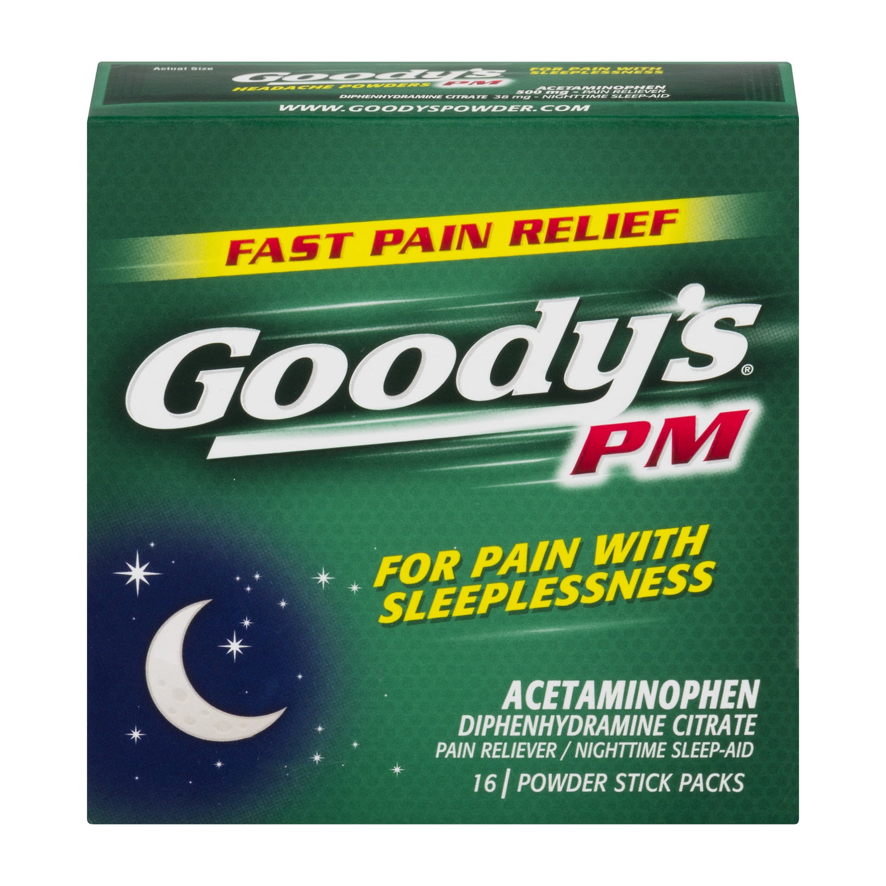 Goody's PM Powders, Pain Reliever + Nighttime Sleep Aid, 16 Count