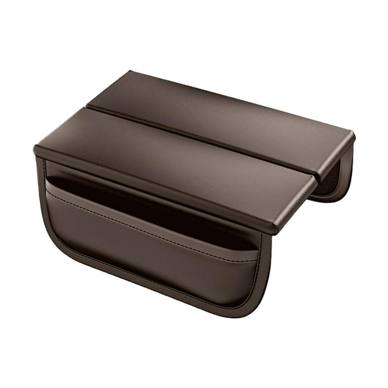 Akozon Universele Lederen Auto Armsteun Pad Memory Foam Auto Kussen Mat Covers met Mobiele Telefoon Pocket