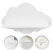 Homoyoyo 1Pc White Wooden Floating Shelf Wall Mounted Storage Rack Punch Free for Home