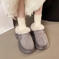 thumbnail image 4 of SYMSHOES Womens Gray Chunky Platform Mules - Faux Faux Fur Lined Warm Indoor Outdoor Retro Fashion Cozy Flock Slippers for Women,Size 36, 4 of 9