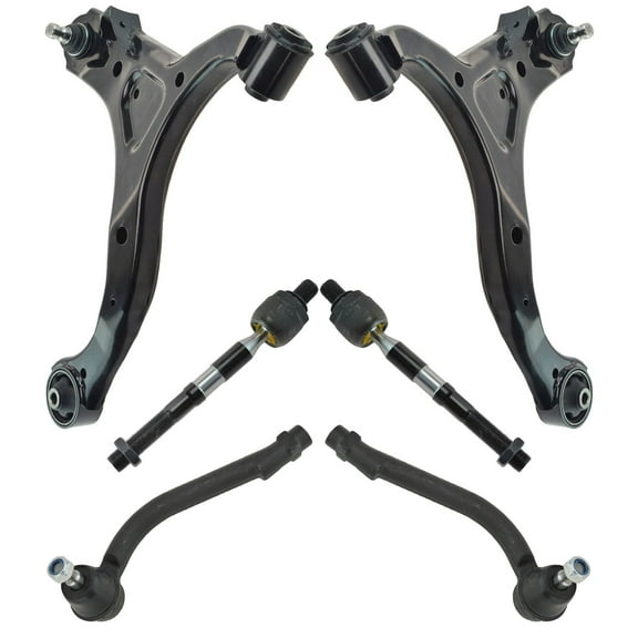 TRQ 6 pc Suspension Kit Lower Control Arms & Ball Joints w/ Inner Outer Tie Rods PSA63409
