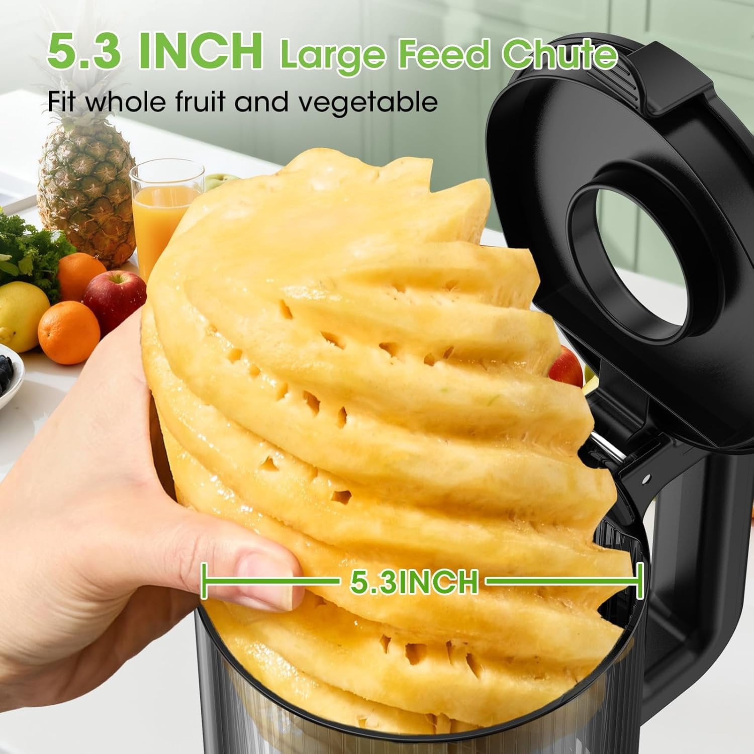 Juicer Machines, 5.3" Wide Feed Chute Cold Press Juicer for Whole Vegetables & Fruits, High Juice Yield,  (Slivery)