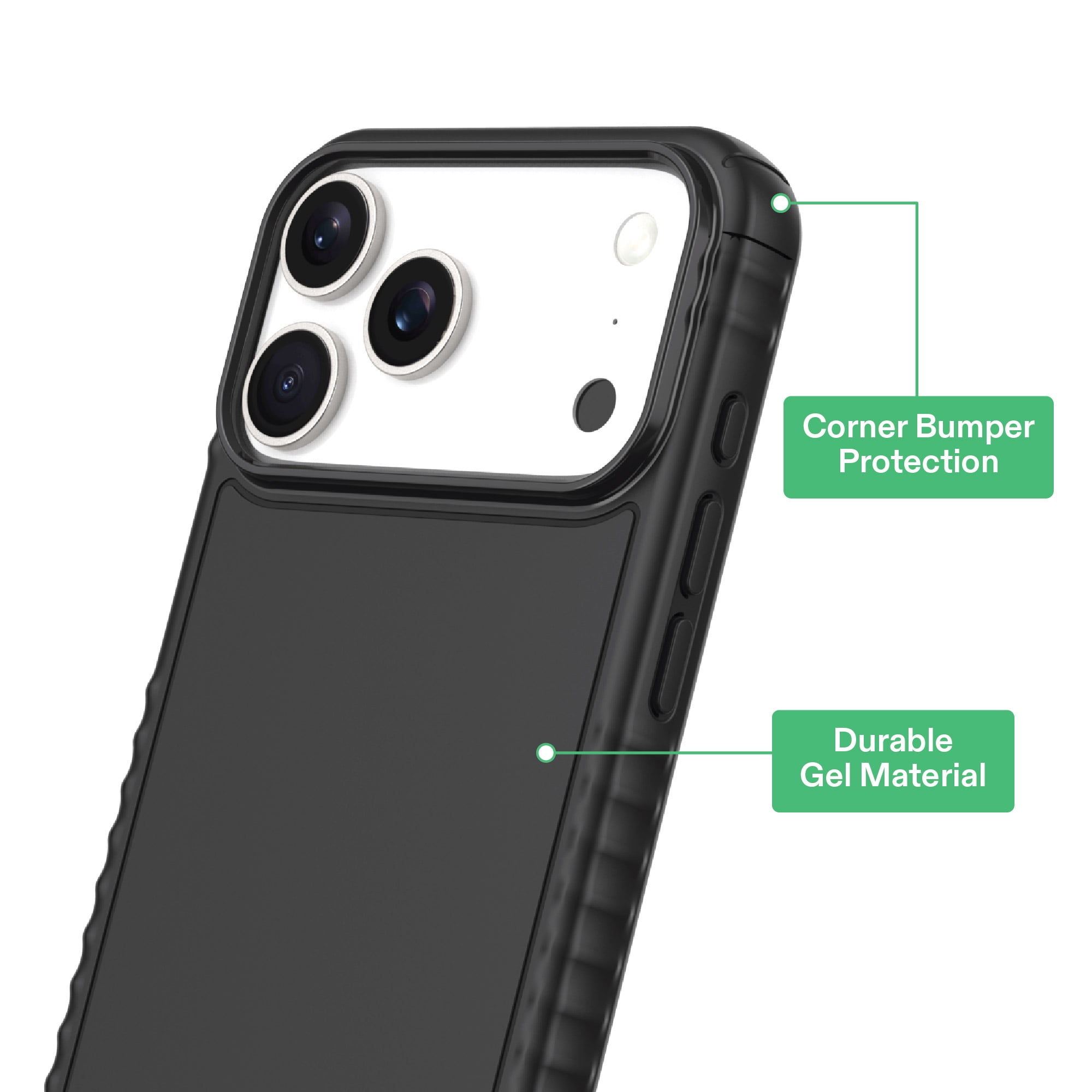 onn Protective Gel Phone Case for iPhone 17 Pro Max - Black