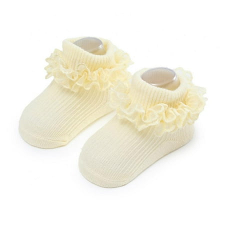

Non Slip Toddler Socks with Ruffles Eyelet Frilly Socks for Baby Girls Infant Lace Grip Socks