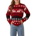 thumbnail image 3 of Elippeo Unisex Christmas Couple Sweater Long Sleeve Round Neck Reindeer Print Knitted Jumpers Matching Christmas Sweaters Knitwear Tops, 3 of 10