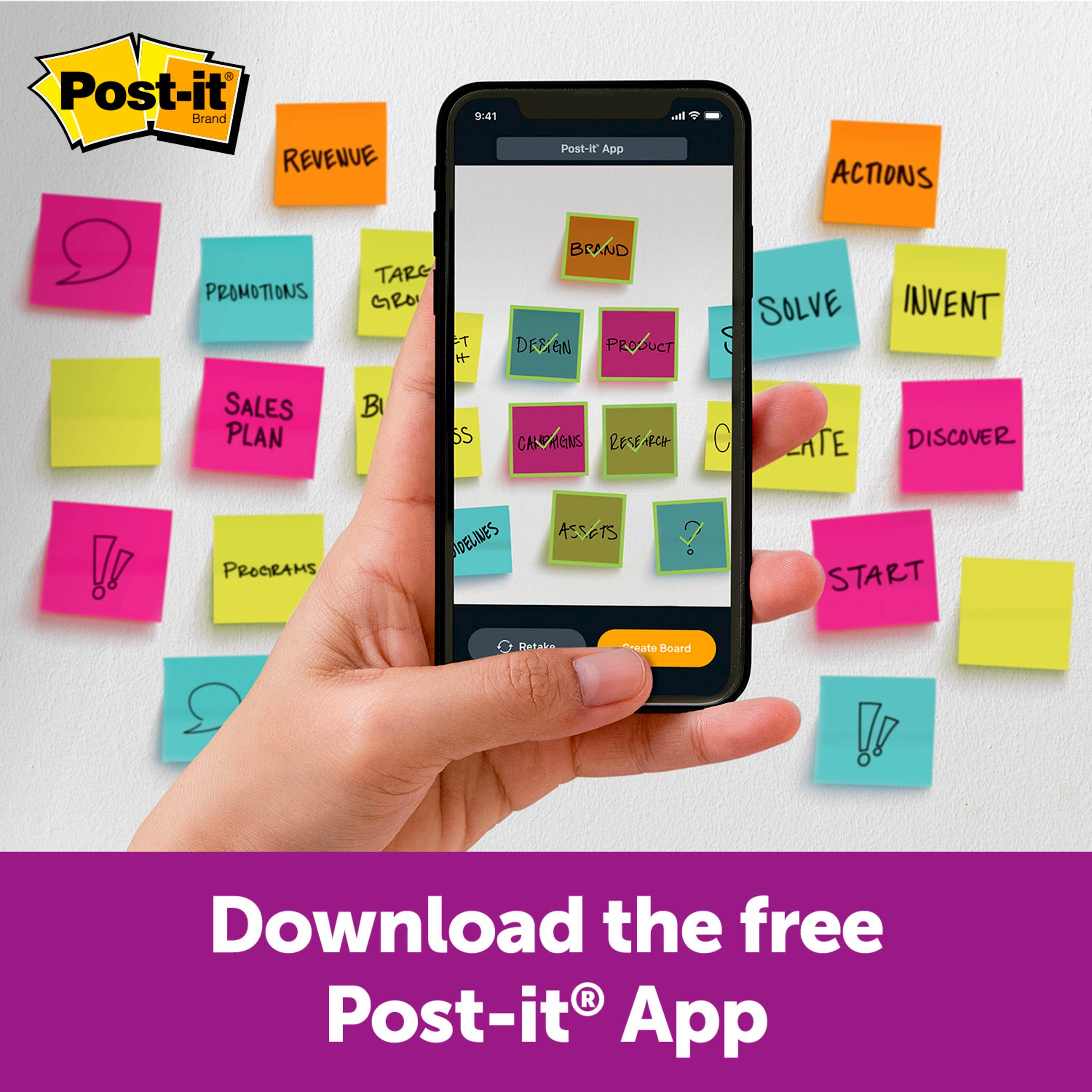 Post-it Notes, Super Sticky, 3" x 3", 6 90 Sheets/Pad, 6 Pads