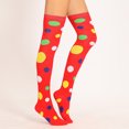 thumbnail image 3 of MSJUHEG Thigh High Socks,Programmer Socks,Thigh High Compression Socks Women,Striped Thigh High Socks,Knee High Socks,Thigh High Colored Dots Long Socks Red One Size, 3 of 3