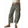 thumbnail image 2 of Jeans for Women Casual Mid Rise Leopard Printed Wide Leg Baggy Cropped Denim Trouser Ankle Pants Brown S, 2 of 7