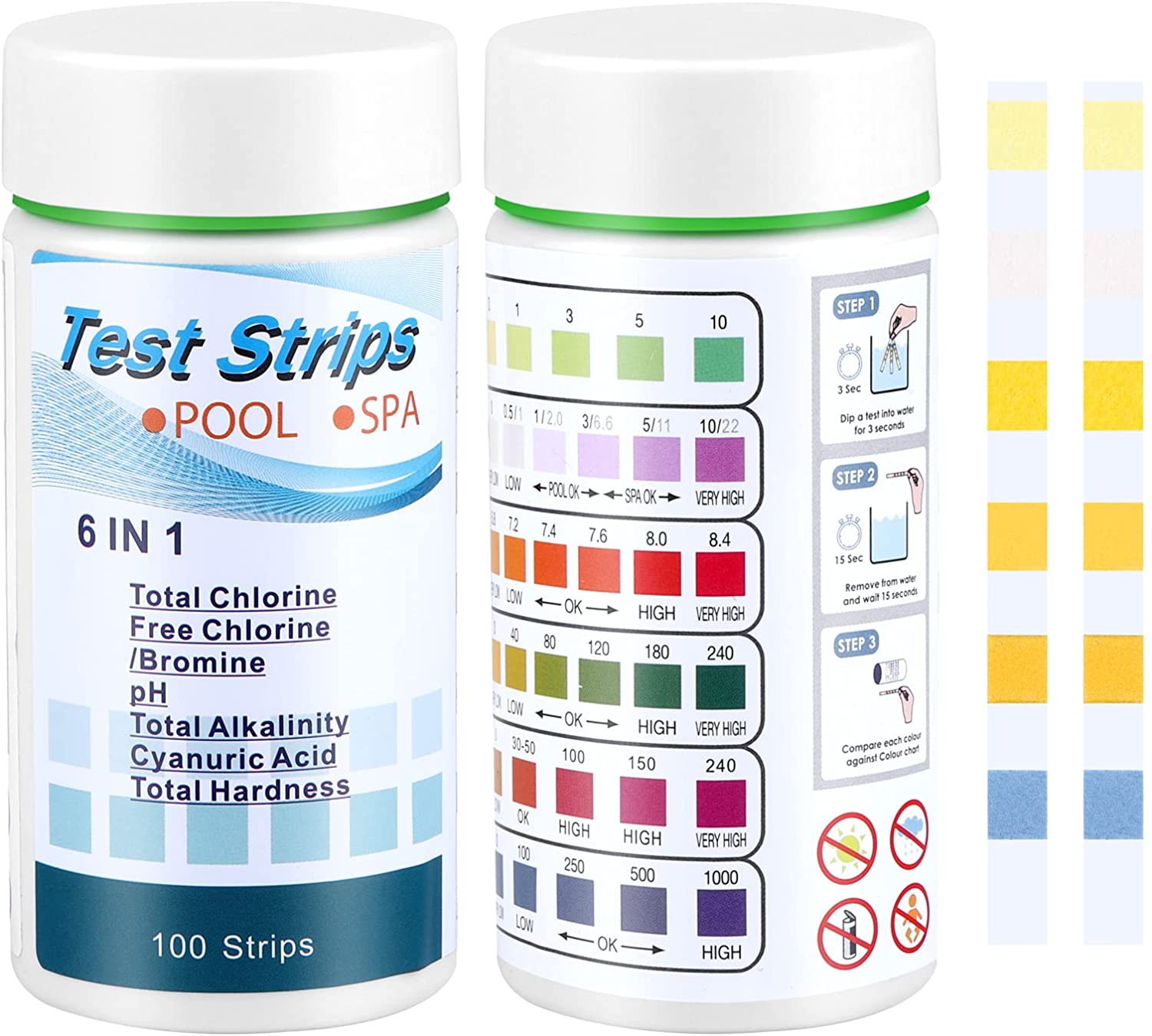 6 in 1 Spa Hot Tub Pool Test Strips Lazy Spa Chemicals Test Strips for