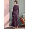 thumbnail image 4 of Unisex Long Color-Block Plush Shawl Collar Thickened Flannel Robe For Home, 4 of 5