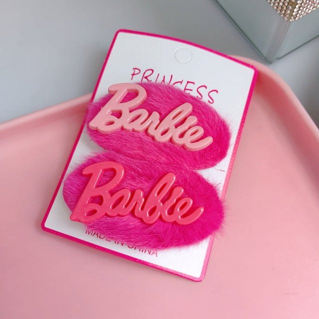 Horquilla para el pelo de conejo rosa con letras de diamantes de imitación Super Flash, 2 tarjetas, accesorios para el cabello con letras de Barbie