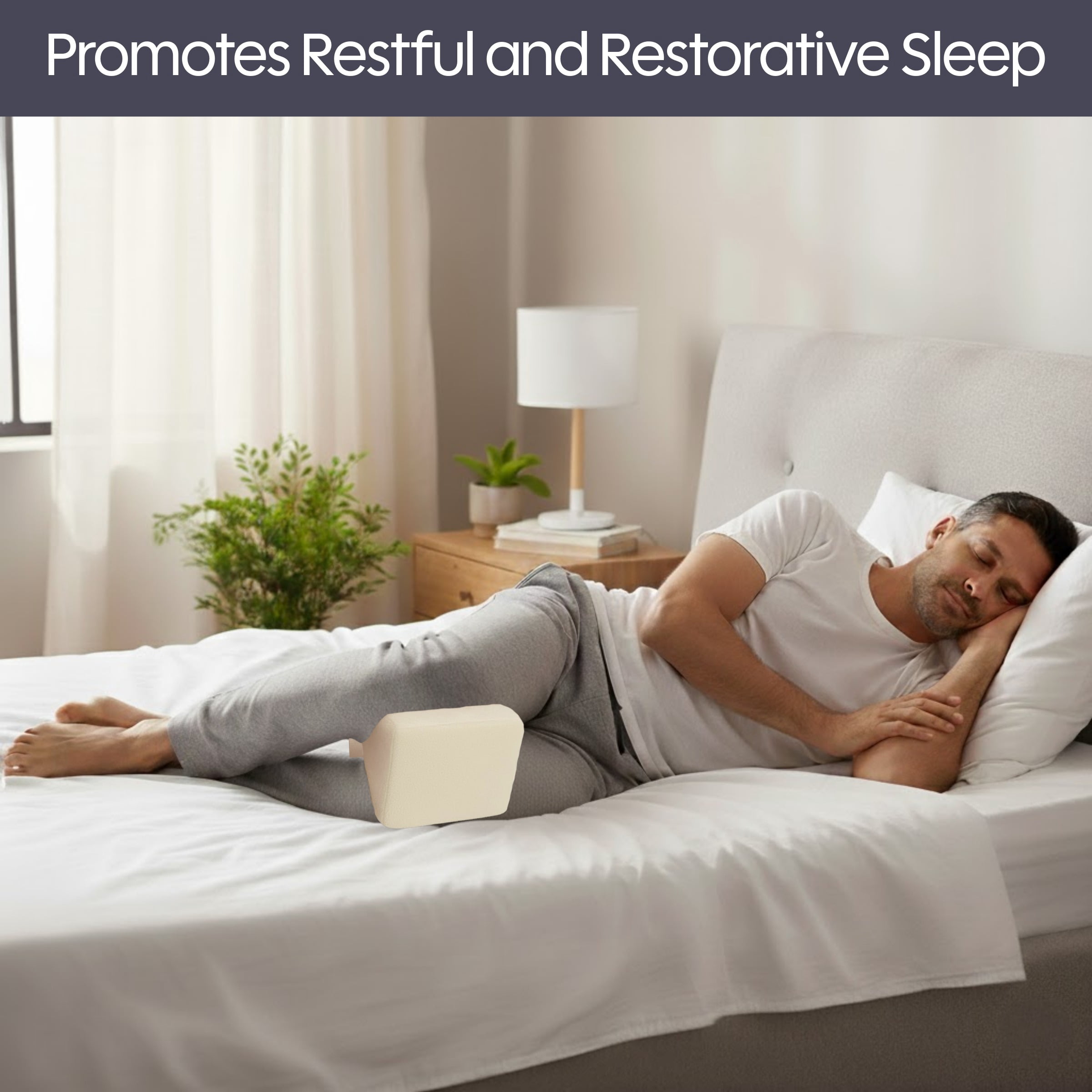 Remedy Knee Pillow for Side Sleepers - Contoured Memory Foam Leg Pillow for Back Pain Relief
