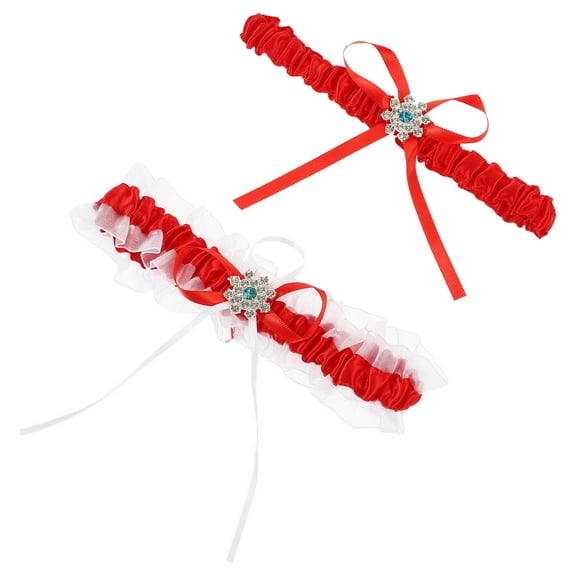 DECOMELODY Garter Belts Lace Red For Women Bridal Wedding 1 Set 6.9X5.1In