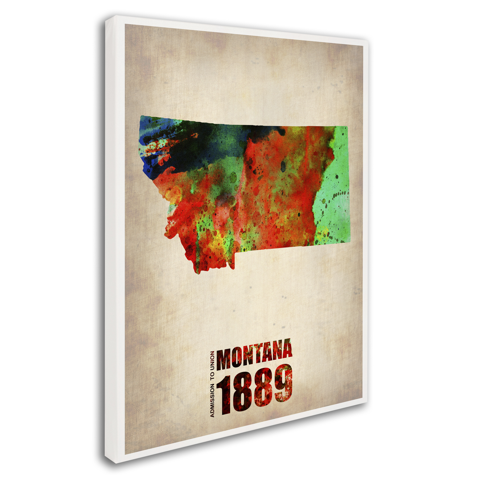 Trademark Fine Art "Montana Watercolor Map" Canvas Art by Naxart