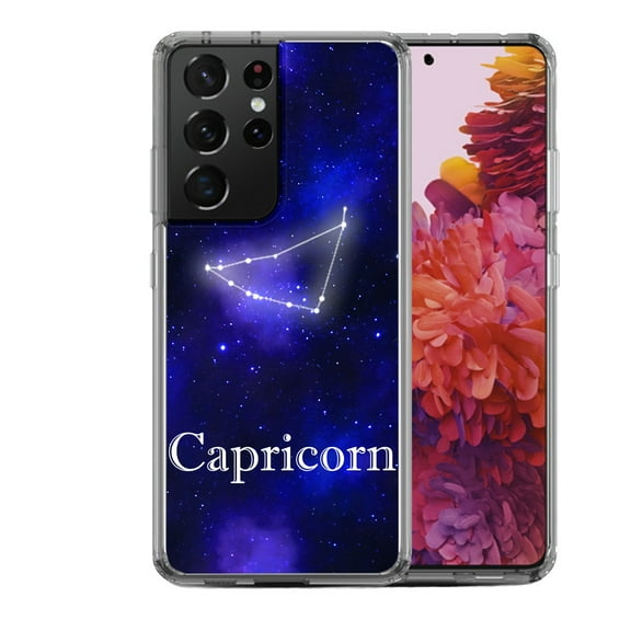 Shockproof Hybrid Bumper Phone Case for Samsung Galaxy S21 Ultra, by OneToughShield ® - Zodiac / Capricorn
