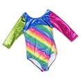thumbnail image 1 of Maillot de gimnasia Artística perfecl Con Brillo Metálico Rayadas Coloridas Mameluco para niñas 4-8 años, 1 of 8