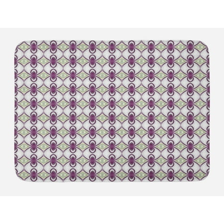 - Mauve Bath Mat, Vintage Arabesque Eastern Mosaic from Medieval Times Art Kaleidoscopic Quirky Axis, Non-Slip Plush Mat Bathroom Kitchen Laundry Room Decor, 29.5 X 17.5 Inches, Mauve Grey, Ambesonne