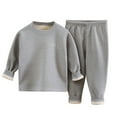 thumbnail image 3 of WRKEKC Girls Thermal Underwear Set 2-12 Years Silk Fleece Lined Print Crew Neck Top and Pants Two Piece Warm Winter Outfit, 3 of 8