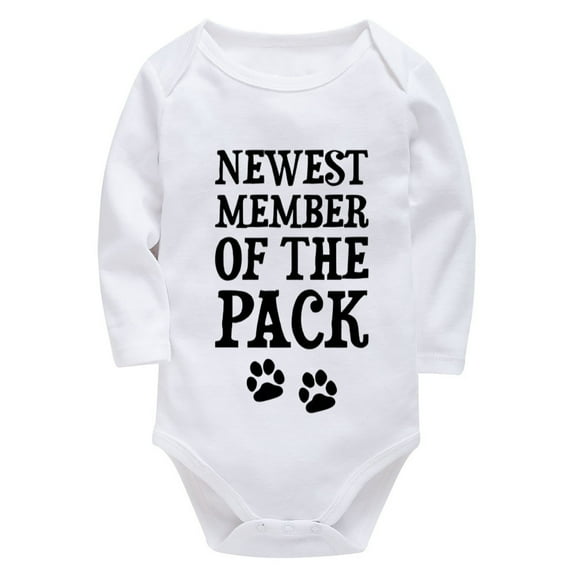 Newest Member Of The Pack Coming Home Outfits for Baby Long Sleeve Boy Onsies White 0-3 Months Baby Boy Clothes