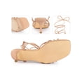 thumbnail image 2 of BLISSFUL STEP Knot Lace Up Strappy Square Toe Kitten Heel Sandals for Women Nude 9, 2 of 6