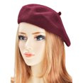 thumbnail image 3 of DLAPL Wool Beret Hat for Women Solid Color Classic French Style Beret Cap (Burgundy), 3 of 5