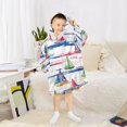 thumbnail image 6 of FORMRS Wearable Blanket Hoodie with Sleeves for Kids Cozy Flannel Sweatshirt, Hand Drawn Sailboats, 6 of 7