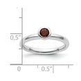 thumbnail image 2 of 925 Sterling Silver Bezel Polished Stackable Low 4mm Round Garnet Ring Size 6 Stackable Ring for Women, 2 of 2