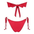 thumbnail image 3 of 2 Piece Swimsuit for Women Solid Color Strapless Backless Gathering Separate Bikini Red Women Bathing Suits L, 3 of 3