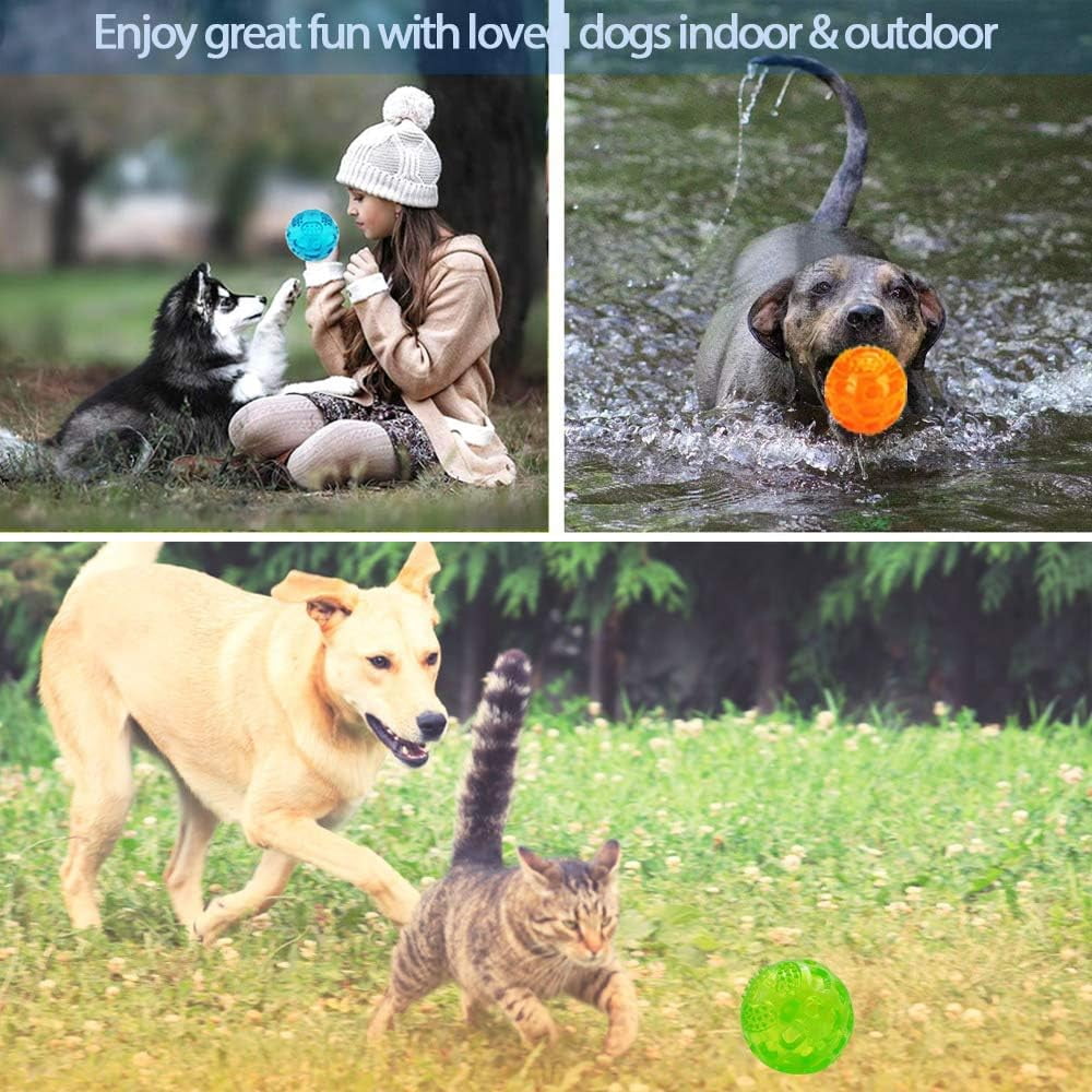 Dog Squeaky Ball, Pet Squeak Chew Bouncy Rubber Toy Balls for Small Large Dogs Indestructible Exercise Training Playing