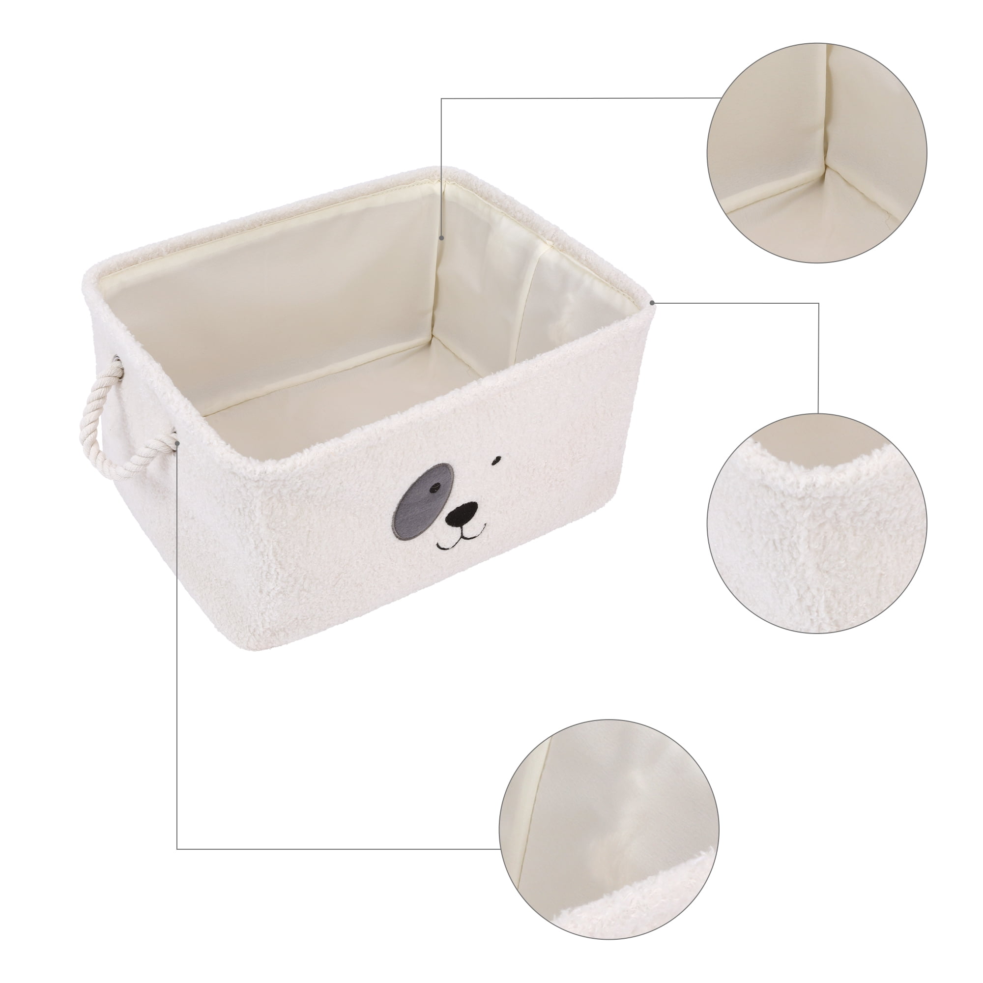 Unique Bargains Storage Cube Cotton Storage Bin with Handles for Closet Organizers Cream