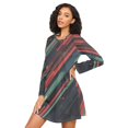 thumbnail image 3 of FORMRS Womens Long Sleeve Nightgowns Crew Neck Sleep Shirt Soft Pajamas Sizes S-3XL, Red Abstract Lines, 3 of 8